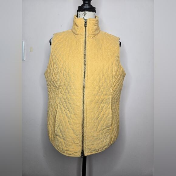 Christopher and Banks Yellow Quilted Corduroy Vest 2-Way Zipper with Pockets Med - Picture 1 of 10